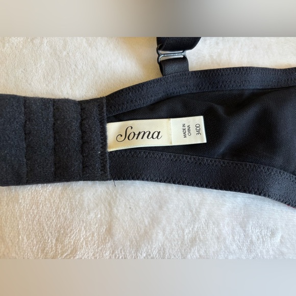 Soma Lace Underwire Bra Size 34 DD- Black and Burgundy - Picture 8 of 8